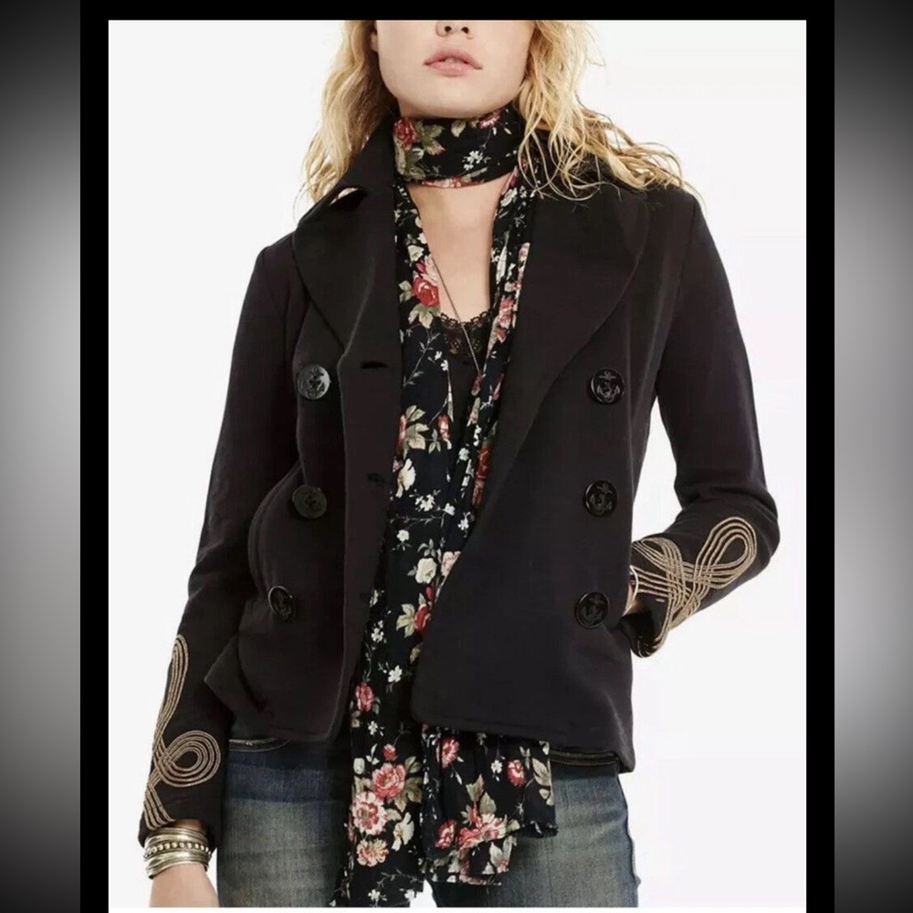 Denim & Supply Ralph Lauren Black Anchor Military Double Breasted Jacket S